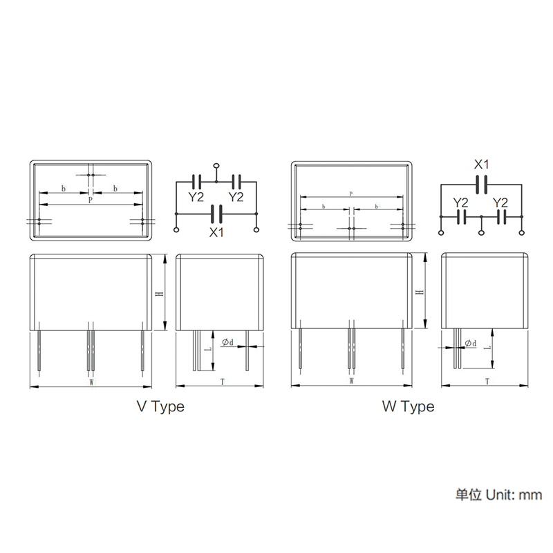 Kondenzátorový modul série MKP X1Y na potlačenie elektromagnetického rušenia (trieda X1+Y)